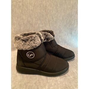 Black Winter Snow Boots UK 39 Waterproof Faux Fur Womens‎ US 8 New